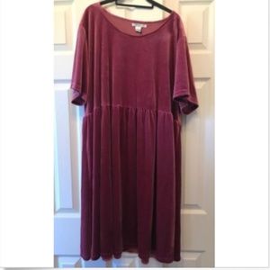 Glamorous Pink Velour Short Sleeve Dress